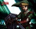 LInk με το σπαθί και την ασπίδα με τις περιπέτειες του The Legend of Zelda παιχνίδι βίντεο